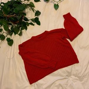 Red cropped sweater